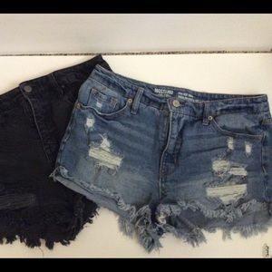 Two pair high-waist jean shorts